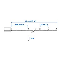 Measurement Illustration - GETKÅL LED lighting chain