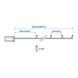 Measurement Illustration - GETKÅL LED lighting chain