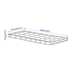 Ilustración de medidas - UNDERLIG colchón de espuma para cama júnior