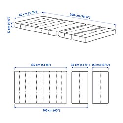 Ilustración de medidas - INNERLIG colchón de muelles cama extensible