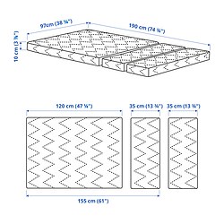 Measurement Illustration - VIMSIG foam mattress for extendable bed