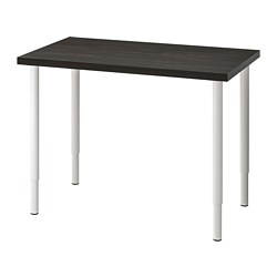 LINNMON/OLOV, desk, Black-brown / white