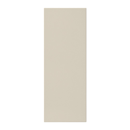 Muestra un panel frontal HAVSTORP beige, rectangular, de líneas suaves, hecho de pintura acrílica y tableros de fibra para un diseño de cocina moderno y neutro.