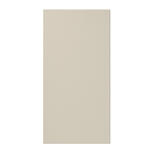 Puerta HAVSTORP beige, lisa y rectangular, material de tablero de fibra, líneas limpias, diseño moderno.