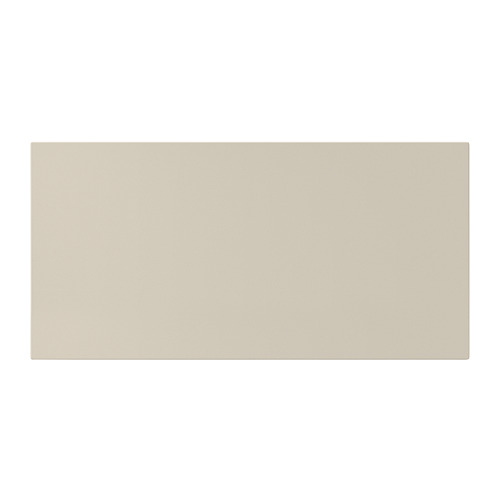 Un mueble de cocina HAVSTORP beige con un diseño elegante y moderno y un acabado liso y lacado.