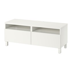 BESTÅ, TV bench with drawer runner, push-open, White / Lappviken white