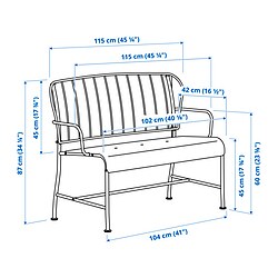 Measurement Illustration - LÄCKÖ loveseat, outdoor