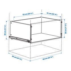 Ilustración de medidas - KONSTRUERA cajón sin frente
