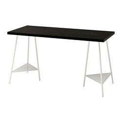 LAGKAPTEN/TILLSLAG, desk, Black-brown / white