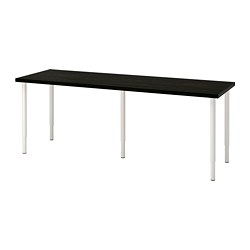 LAGKAPTEN/OLOV, desk, Black-brown / white