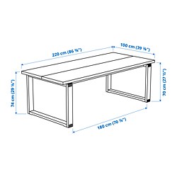 Ilustración de medidas - MÖRBYLÅNGA mesa y 6 sillas, longitud de la mesa 220cm