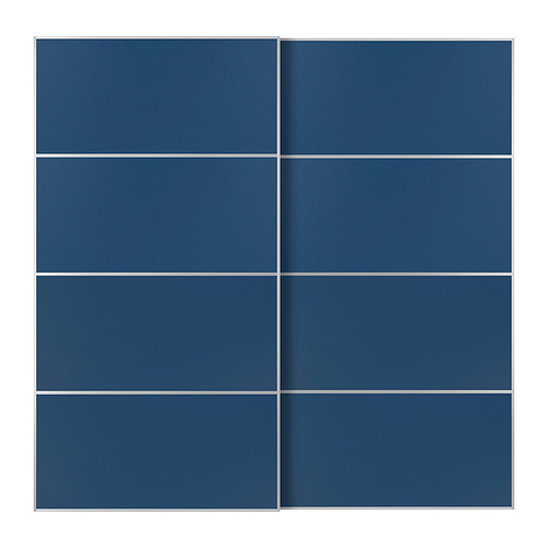 Puertas correderas MEHAMN azules de diseño moderno, fabricadas en aluminio y tableros de fibra.