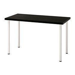 LAGKAPTEN/ADILS, desk, Black-brown / white