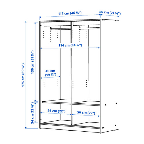 KLEPPSTAD, wardrobe with sliding doors 6 of 6 open dialog