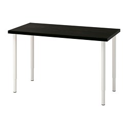 LAGKAPTEN/OLOV, desk, Black-brown / white