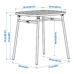 Ilustración de medidas - DUVSKÄR Mesa de exterior