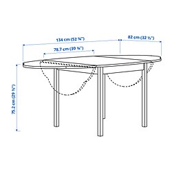 Measurement Illustration - OMMJÄNGE drop-leaf table