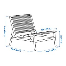 Measurement Illustration - TVARÖ seat sec for modular sofa, outdoor