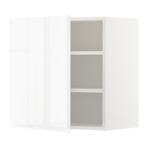 Mueble de cocina METOD blanco de alto brillo de ikea con 3 estantes abiertos.