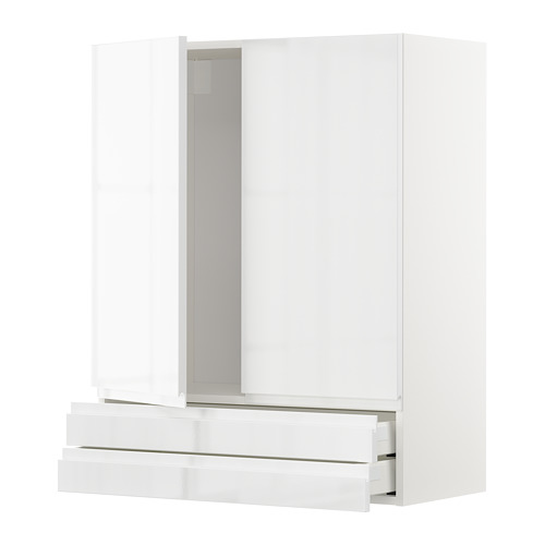 Mueble de cocina METOD: blanco brillante, rectangular, diseño moderno con tiradores elegantes.