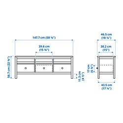 Ilustración de medidas - HEMNES mueble TV