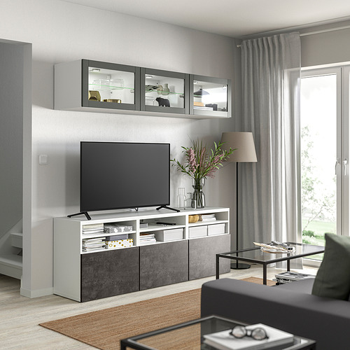 BESTÅ, TV storage combination/glass doors 7 of 8 open dialog