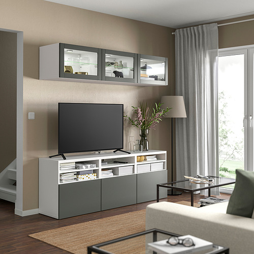 BESTÅ, TV storage combination/glass doors 7 of 7 open dialog