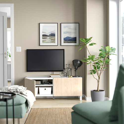 BESTÅ, TV bench with doors 3 of 6 open dialog