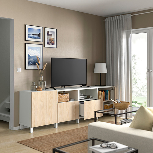 BESTÅ, TV bench with doors and drawers 3 of 8 open dialog