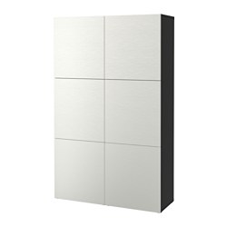 BESTÅ, storage combination with doors, Black-brown / Laxviken white