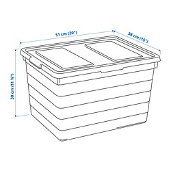 Ilustración de medidas - SOCKERBIT caja con tapa, 38x51x30 cm