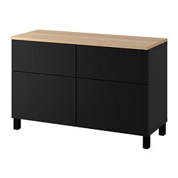 BESTÅ, storage combination with drawer runner, soft-closing, Black-brown / Lappviken black-brown