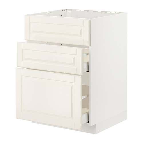 Mueble de cocina METOD blanco roto con cajones, diseño tradicional.
