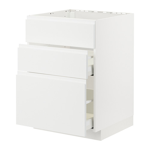 Mueble de cocina METOD blanco con tres cajones, elegante y moderno.