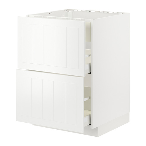 Mueble de cocina METOD blanco: poco profundo, cuadrado con tres cajones, elegante diseño blanco.
