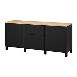 BESTÅ, storage combination with drawer runner, push-open, Black-brown / Lappviken black-brown