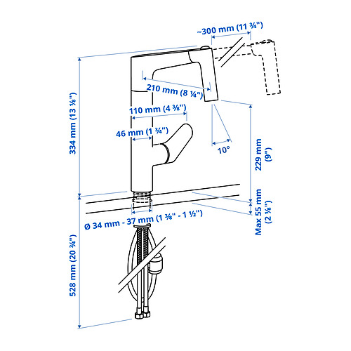 MAJSJÖN, grifo cocina extraíble con rociador. 6 de 6 open dialog