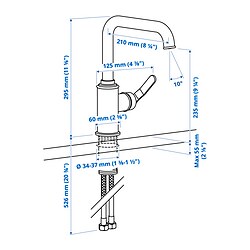 Ilustración de medidas - TAKSJÖN grifo de cocina monomando