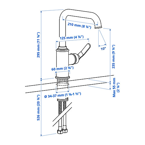 TAKSJÖN, kitchen mixer tap single side lever. 5 of 5 open dialog