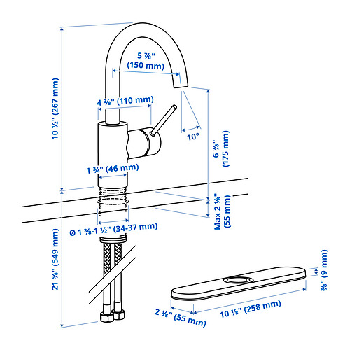 SALLSJÖN, mixer tap single side lever. 5 of 6 open dialog