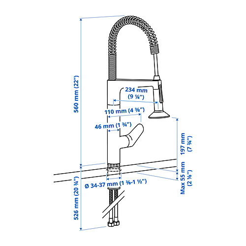 Ilustración con medidas del producto: MAJSJÖN.