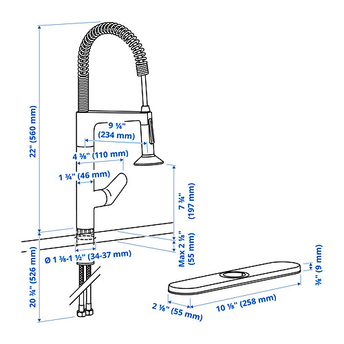 MAJSJÖN, pull down kitchen faucet with spray. 6 of 8 open dialog