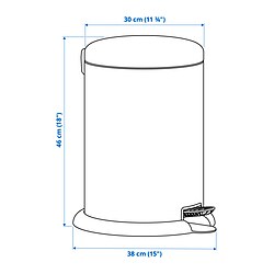 Measurement Illustration - GÅNGSKYFFEL pedal bin