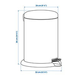 Measurement Illustration - GÅNGSKYFFEL pedal bin