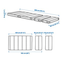 Ilustración de medidas - NATTSMYG colchón de espuma para cama extensible