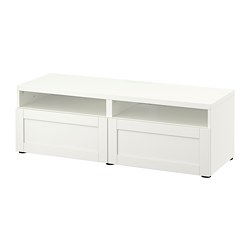 BESTÅ, mueble TV con riel para cajón, cierre suave Lappviken, Blanco / Hanviken blanco