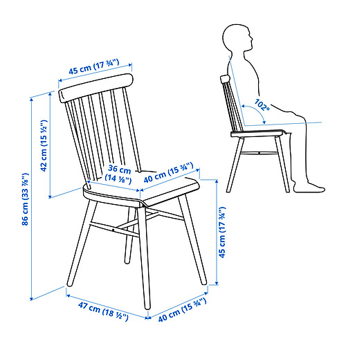 Measurement Illustration - HÖGVED chair