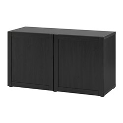 BESTÅ, floor cabinet with doors, Black-brown / Hanviken black-brown