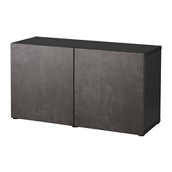 BESTÅ, floor cabinet with doors, Black-brown Kallviken / dark gray concrete effect