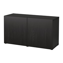 BESTÅ, floor cabinet with doors, Black-brown / Lappviken black-brown
